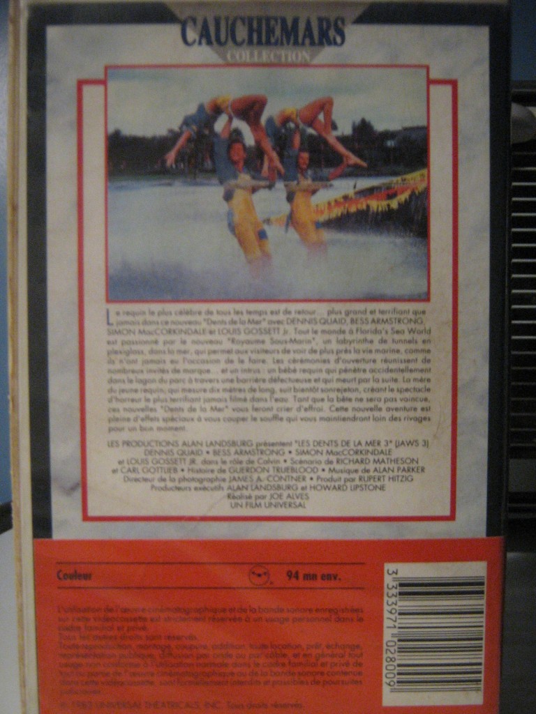 Les Dents De La Mer 3 Distribution Jaws 3D » Blog Archive » VHS Les dents de la mer 3 CIC vidéo